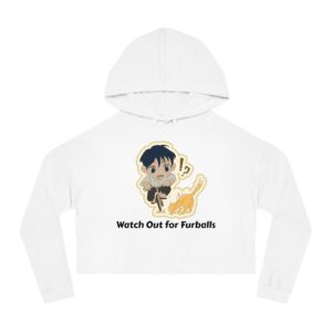 Watch Out for Furballs – Chibi Women’s Cropped Hooded Sweatshirt