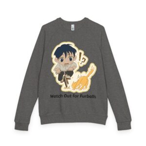 Watch Out for Furballs – Chibi Unisex French Terry Raglan Crewneck