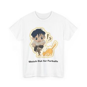 Watch Out for Furballs – Chibi Unisex Heavy Cotton Tee