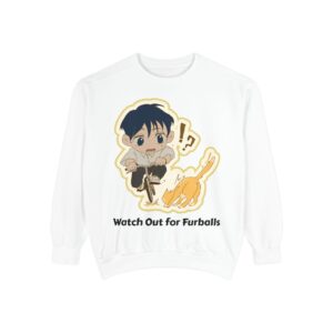 Watch Out for Furballs – Chibi Unisex Garment-Dyed Sweatshirt
