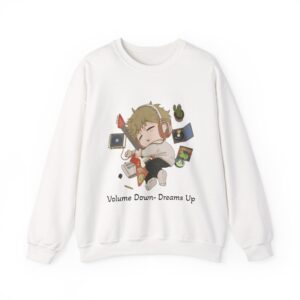 Volume Down, Dreams Up- Chibi Unisex Heavy Blend™ Crewneck Sweatshirt.